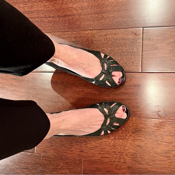 Bravo Browns open toe black low heel Size 8.5 - Picture 8 of 8